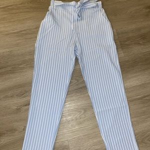 Baby blue and white stripe dress pants